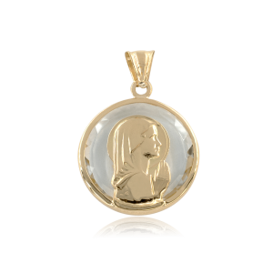 Medalla Virgen Cristal 20mm en Oro 18k