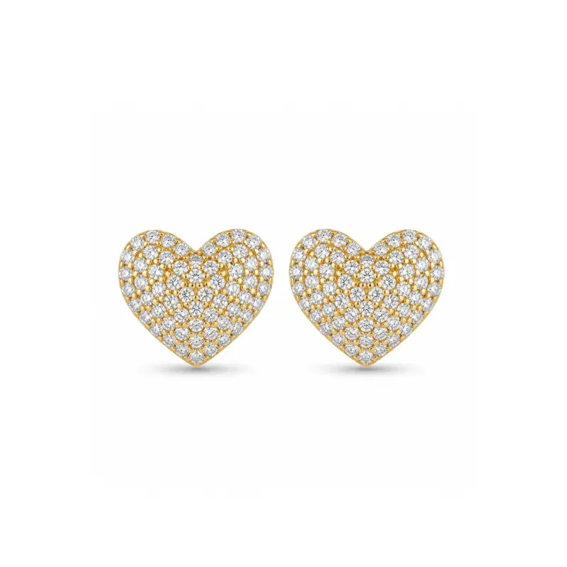 Aro con forma de corazón, de oro amarillo 18k con circones. Una joya hermosa.