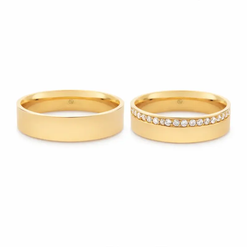 AN_MATRI_ENCANTO argollas de matrimonio oro amarillo 18k con media vuelta de diamantes