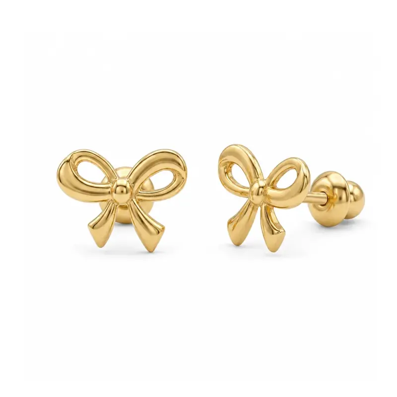 AR_ABlazoliso5 Aro lazo de oro amarillo 18k. Aro con broche de tope, un regalo perfecto.