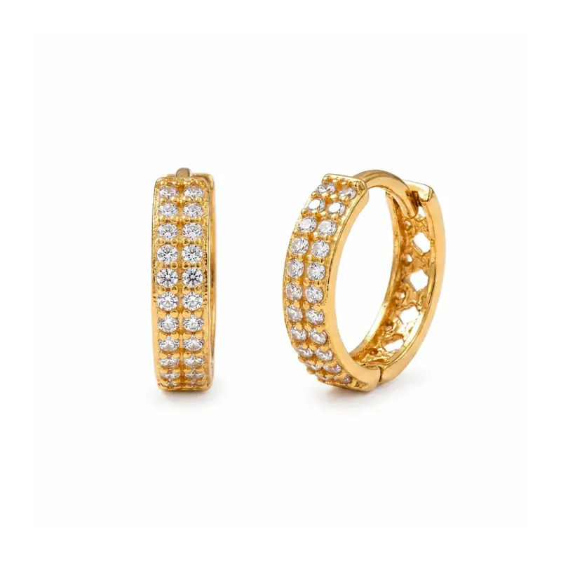 AR_ARGOLLAIRIS4 Aro argolla de oro amarillo 18k con circones. Un modelo huggie, elegante y feminino.